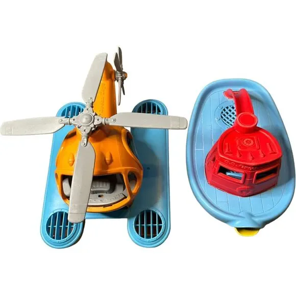 Green Toys Plastic Sea Plane & Boat Bath Toy Water Airplane Floats Made In USA - Picture 2 of 8